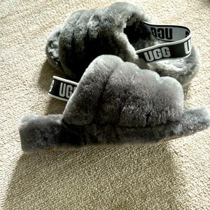 Ugh slipper sandals. So cozy and warm.